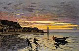 Hauling a Boat Ashore Honfleur by Claude Monet